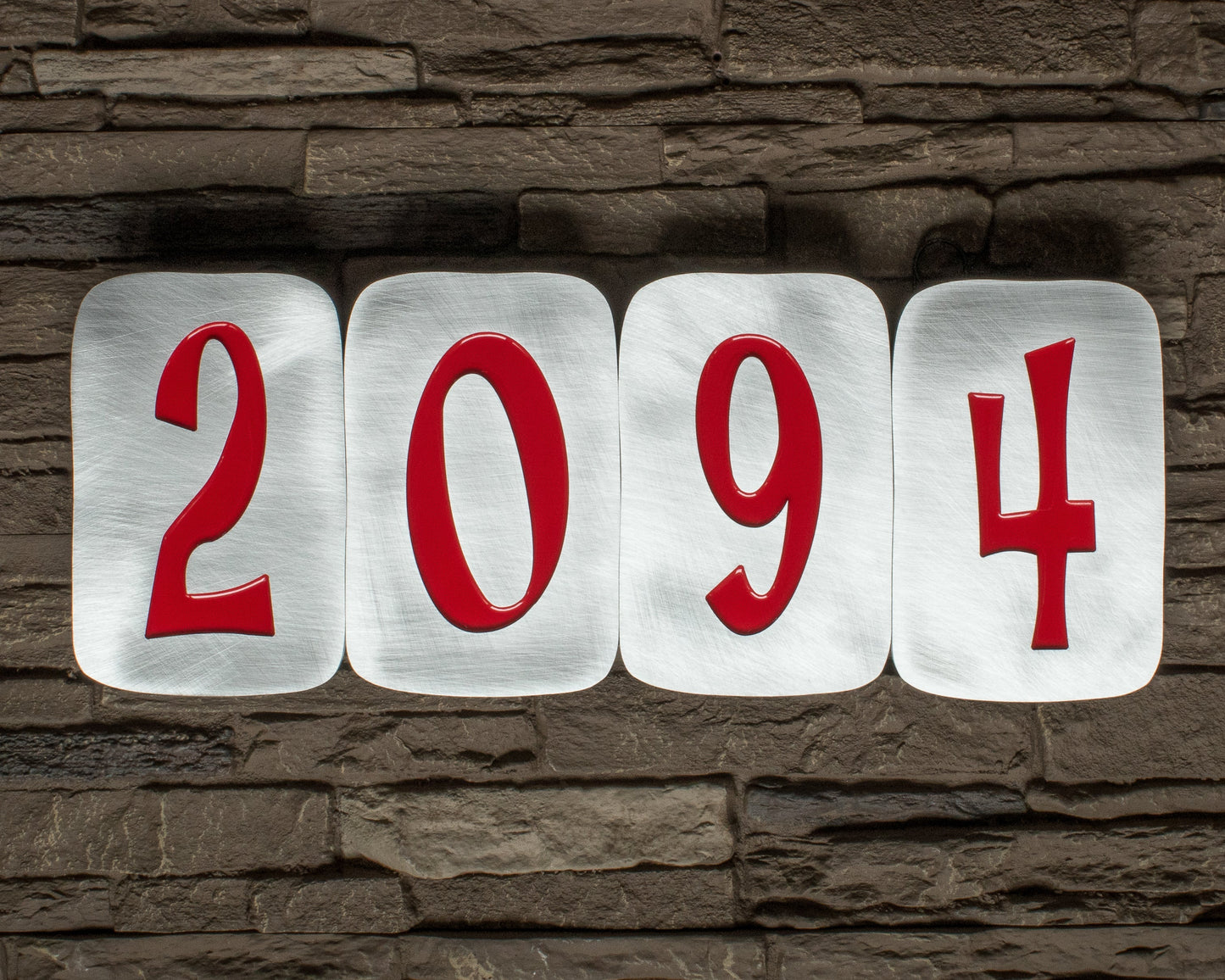 Retro House Numbers in Brushed Aluminum