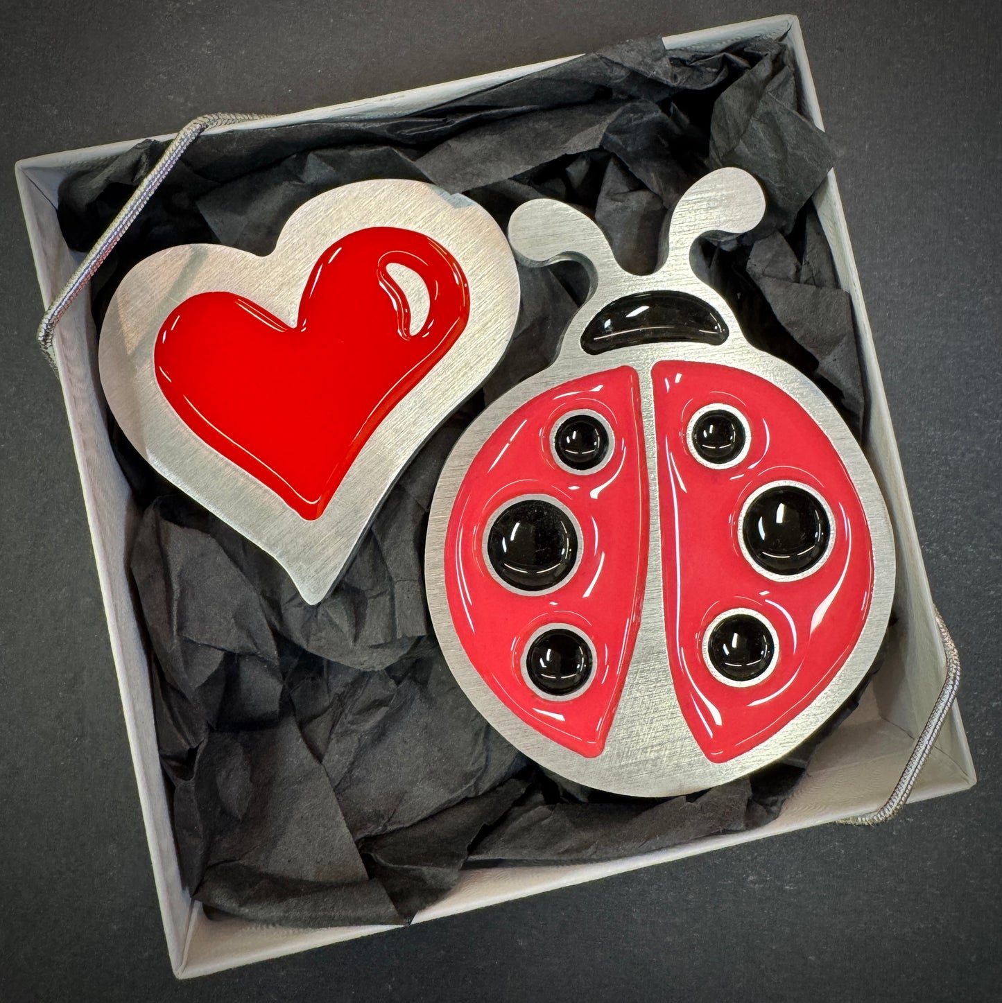heart - pink lady bug