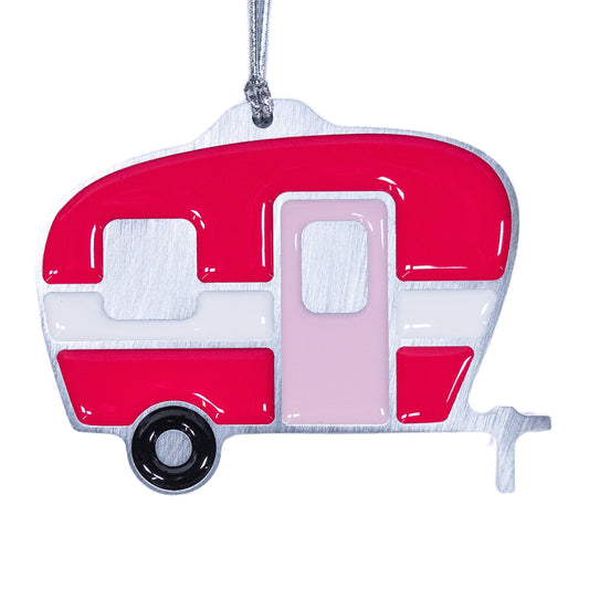 Camper Christmas Ornament Hot Pink