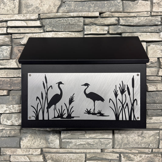 Crane Bird Wall Mount Mailbox - Horizontal