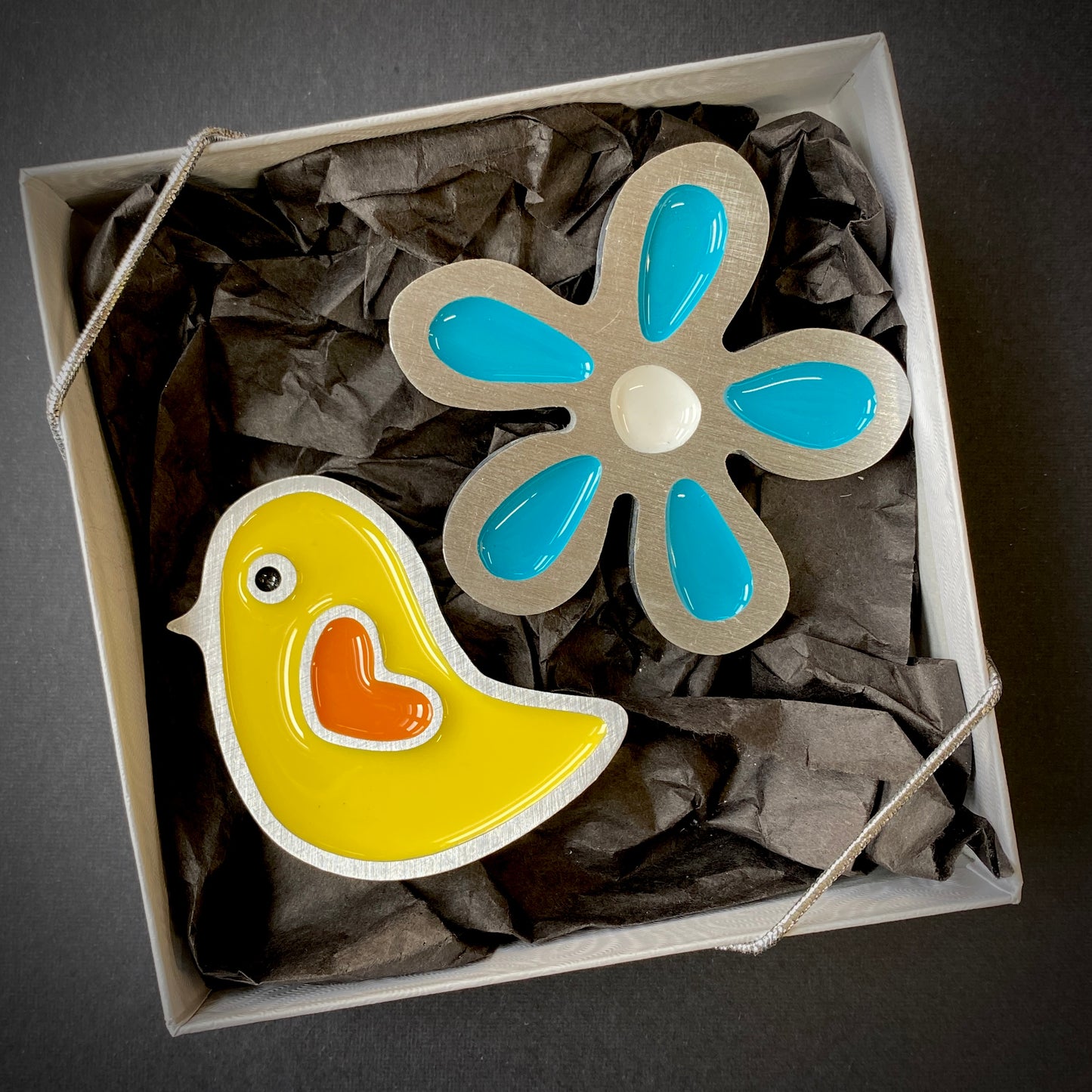 Blue Flower and Yellow Bird