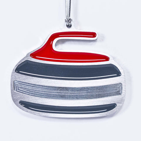 Curling Rock Christmas Ornament Red