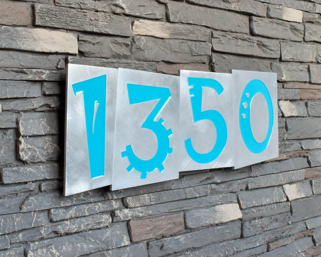 Funky House Numbers in Brushed Aluminum