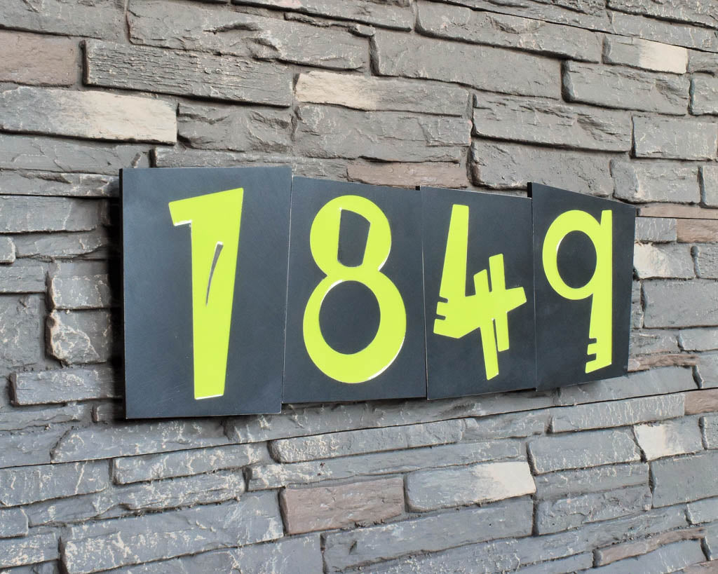 Funky House Numbers in Patina Finish