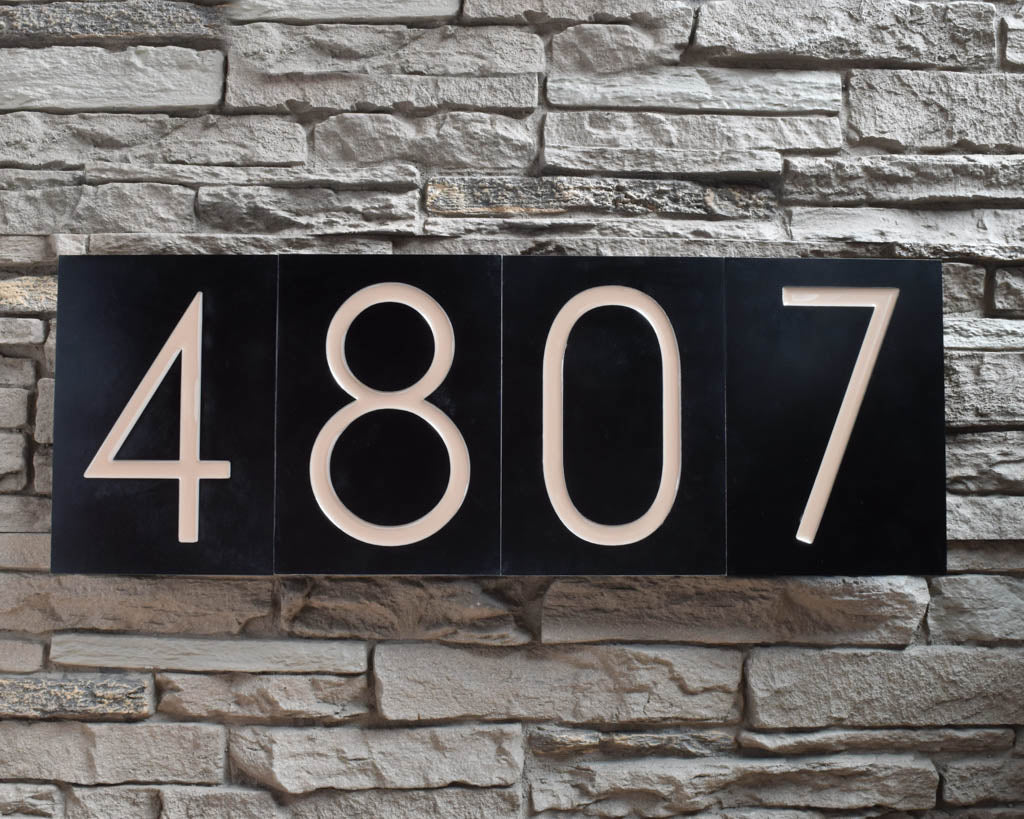 Mid Century Modern House Numbers in Patina Finish