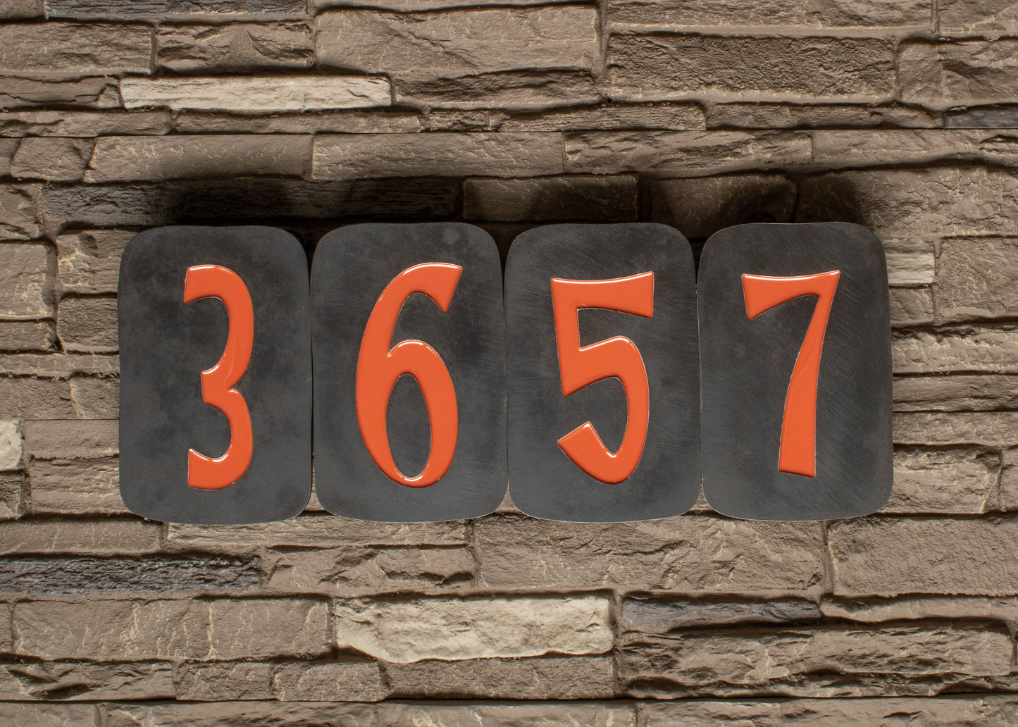 Retro House Numbers in Patina Finish