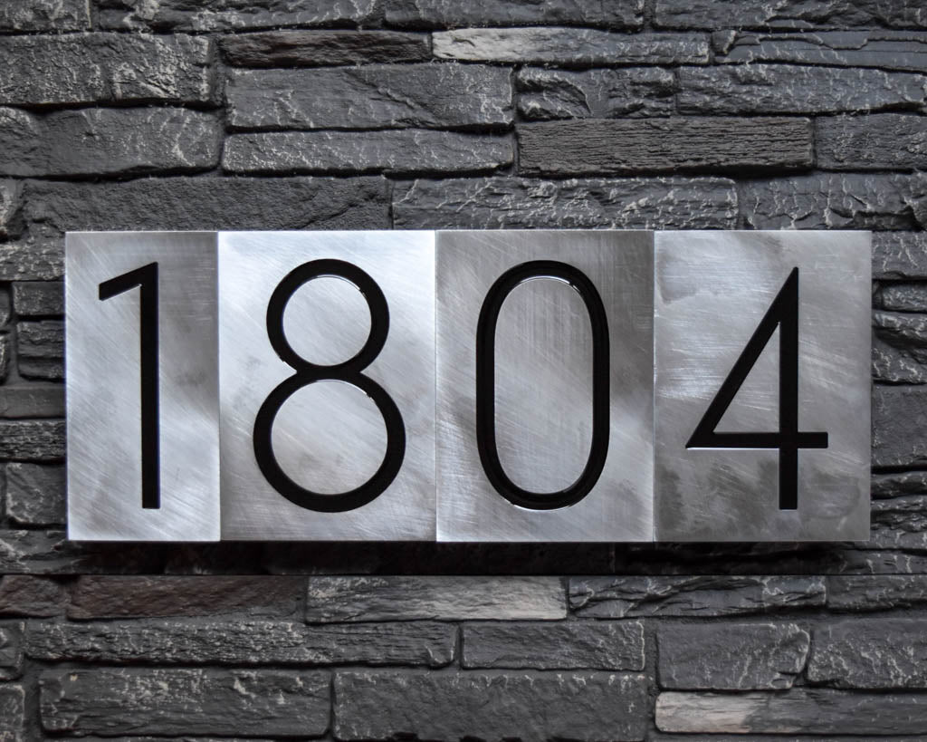 Mid Century Modern House Numbers in Brushed Aluminum
