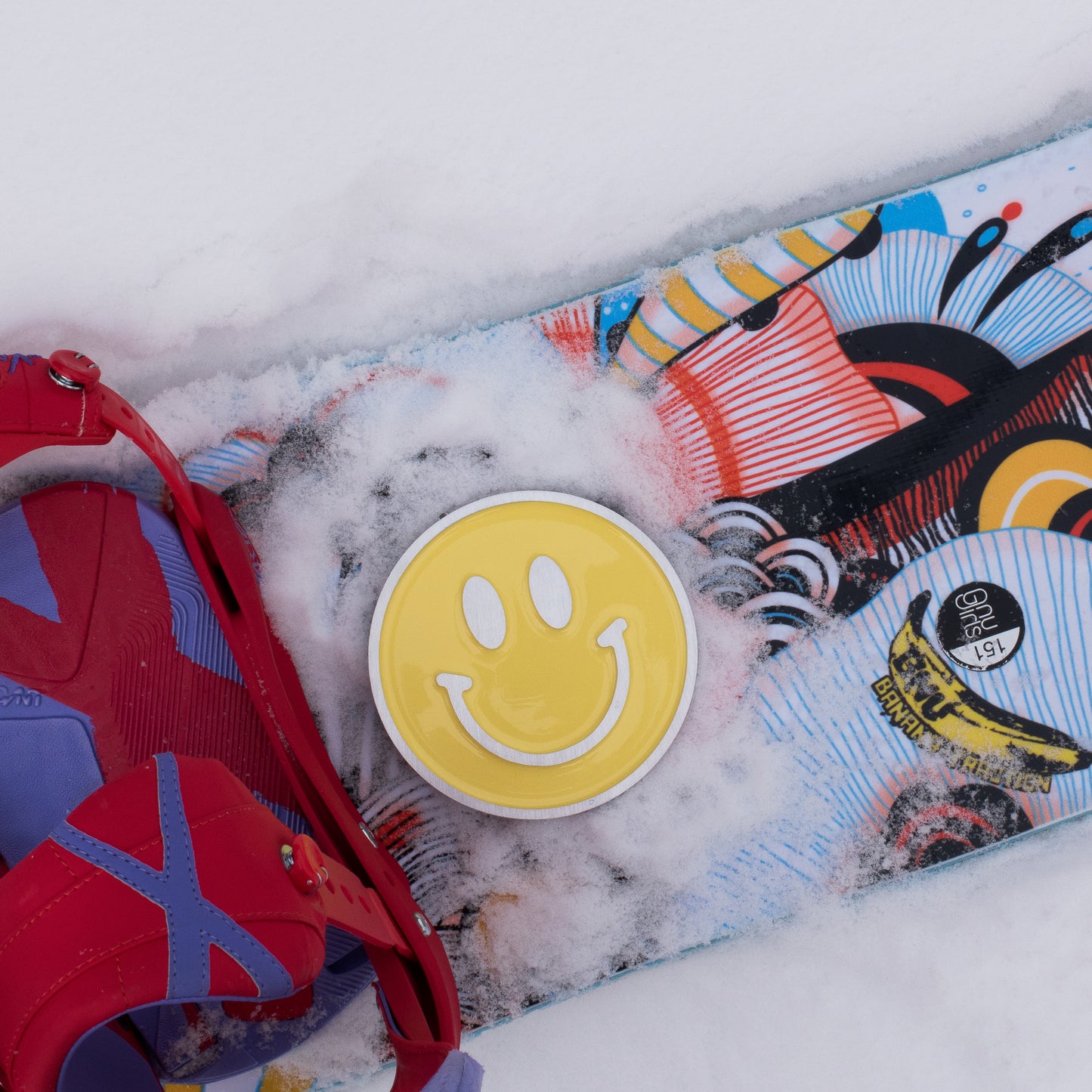 Happy Face Snowboard Stomp Pad Yellow