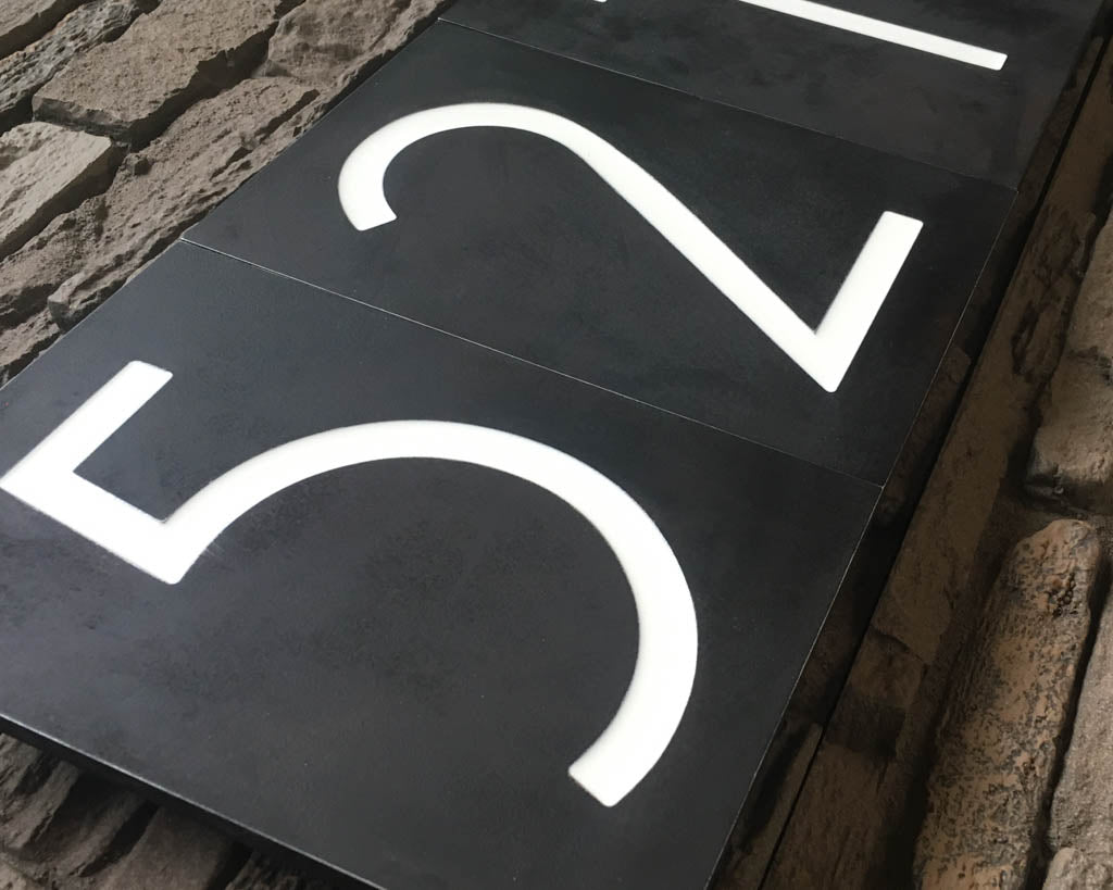 Mid Century Modern House Numbers in Patina Finish