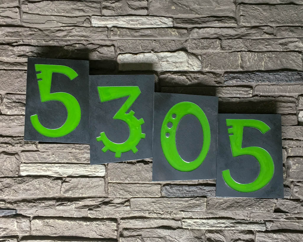 Funky House Numbers in Patina Finish