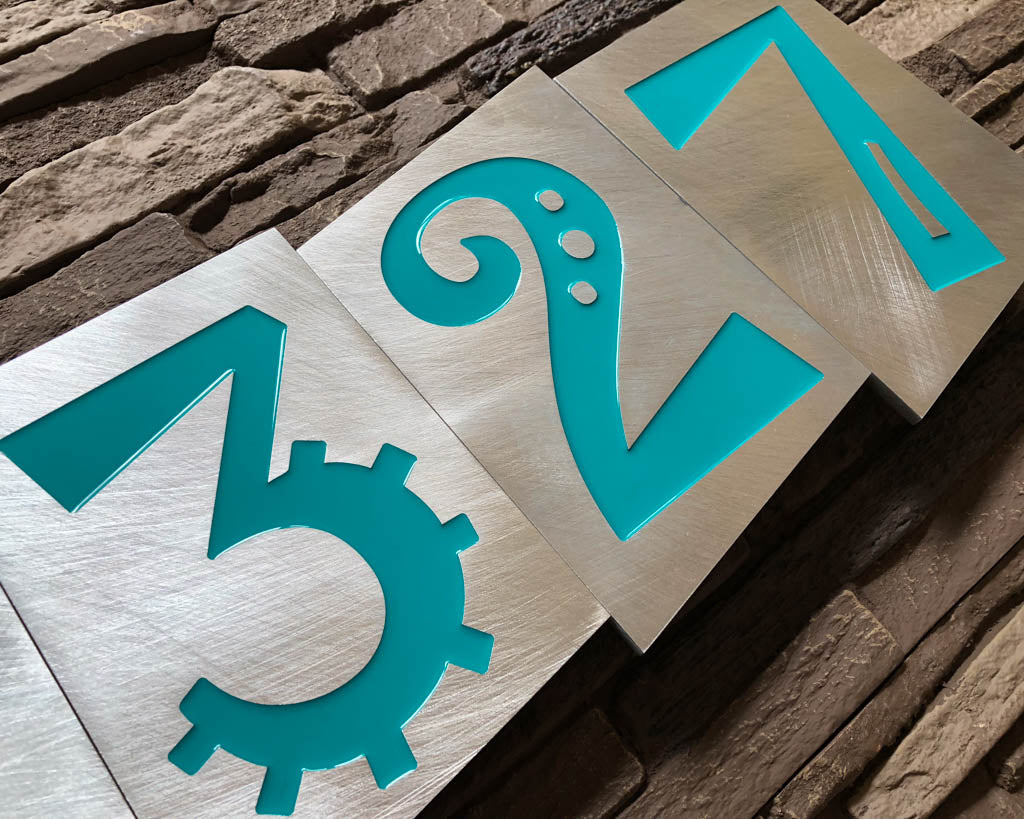Funky House Numbers in Brushed Aluminum