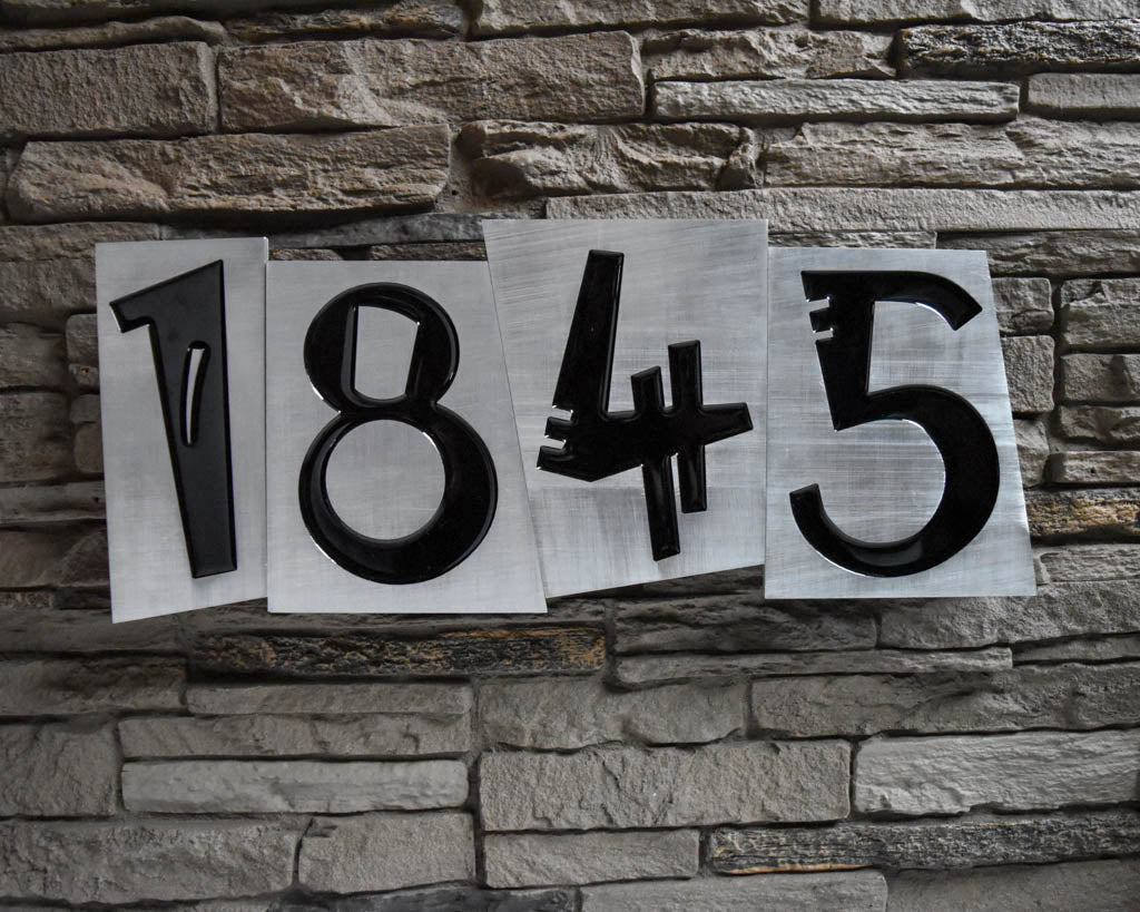 Funky House Numbers in Brushed Aluminum
