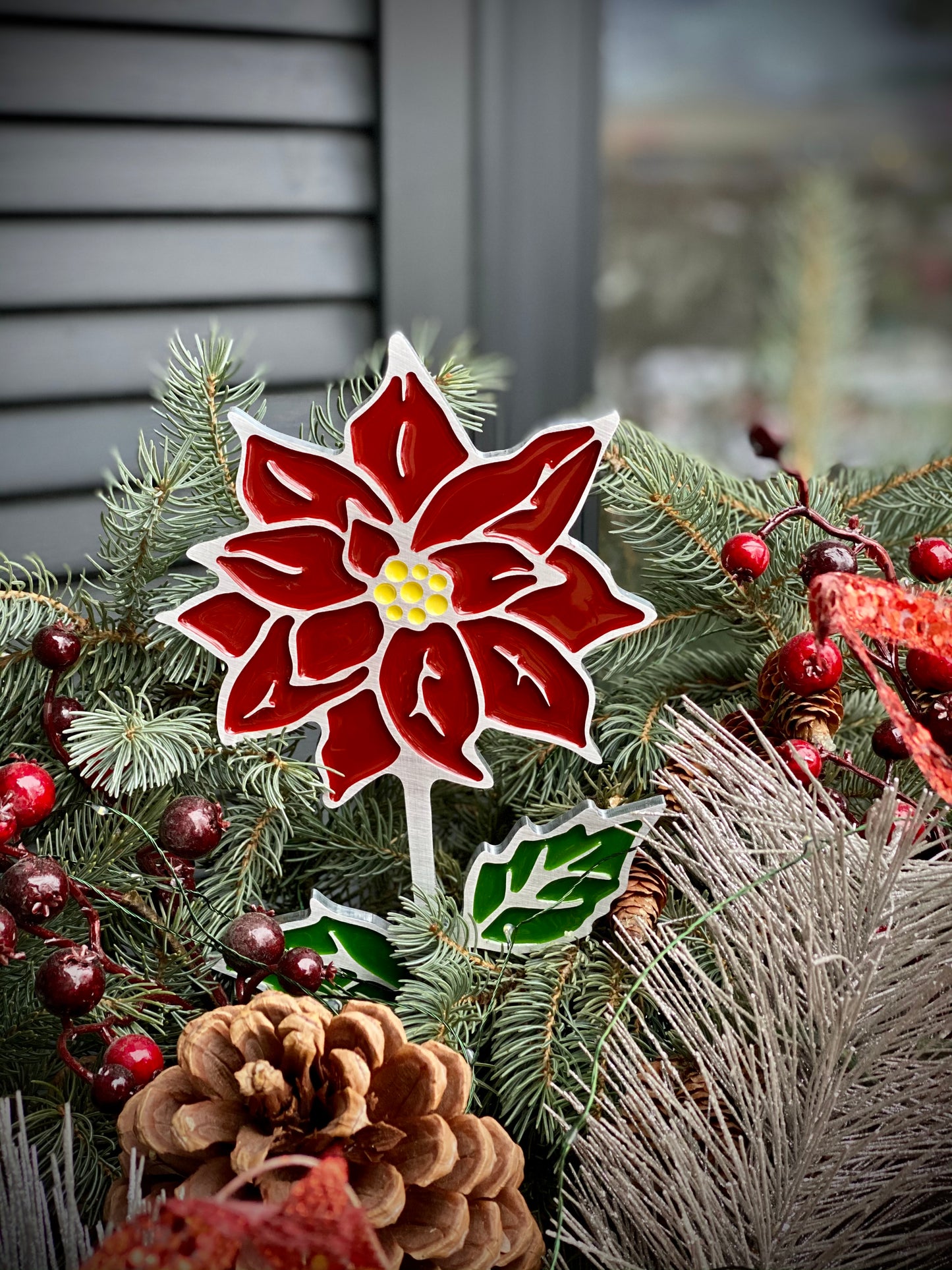 Poinsettia Garden Art