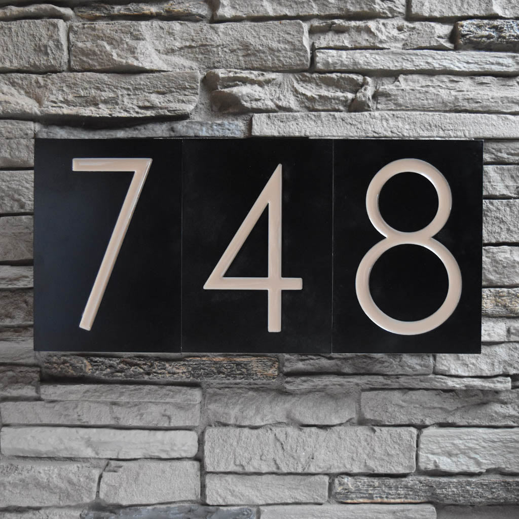 Mid Century Modern House Numbers in Patina Finish