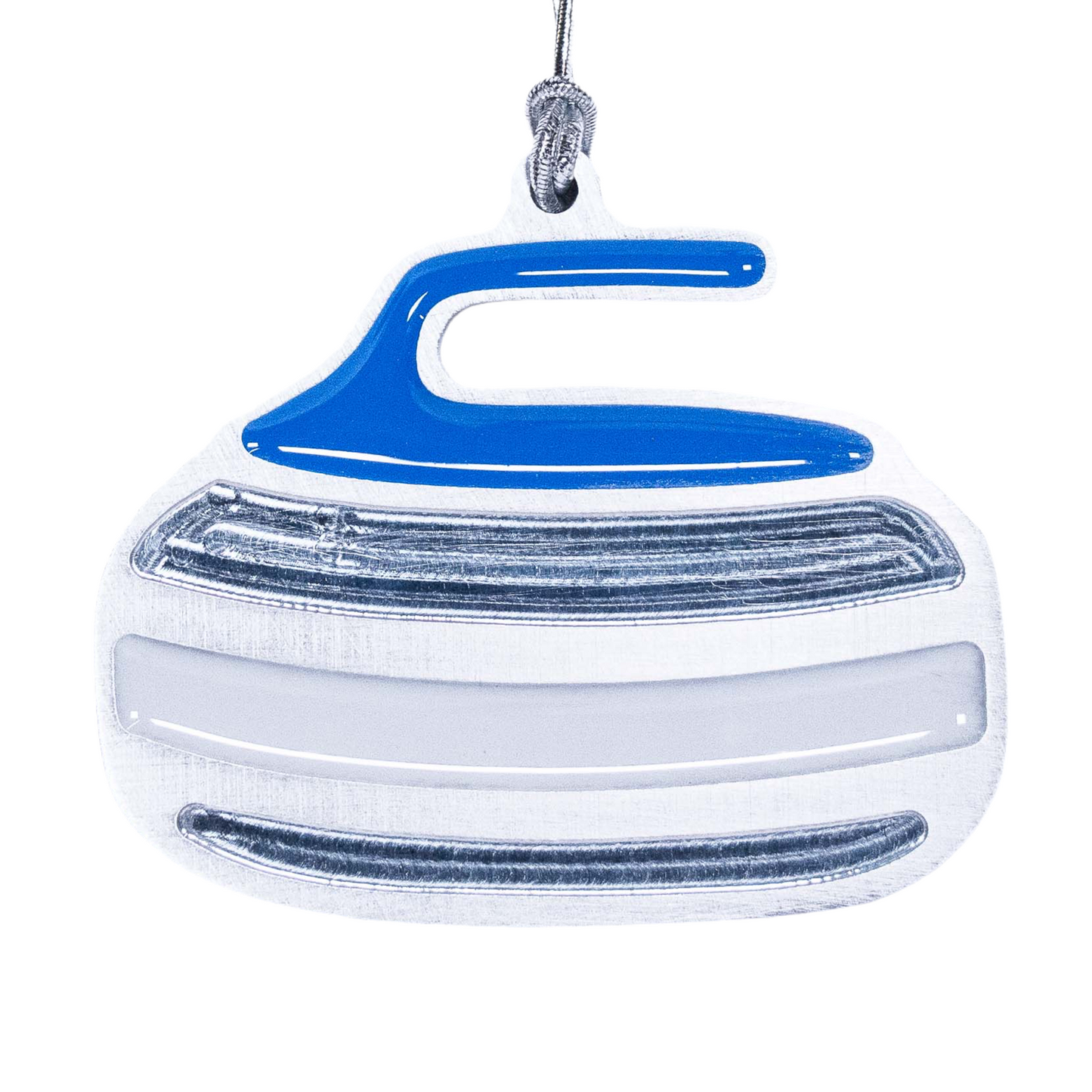 Curling Rock Christmas Ornament Blue