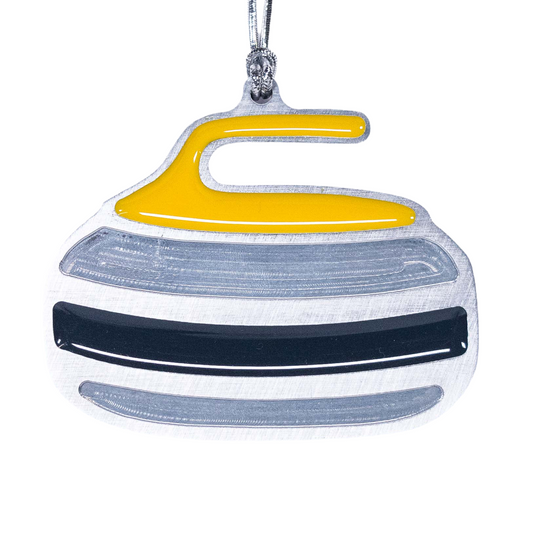 Curling Rock Christmas Ornament Yellow