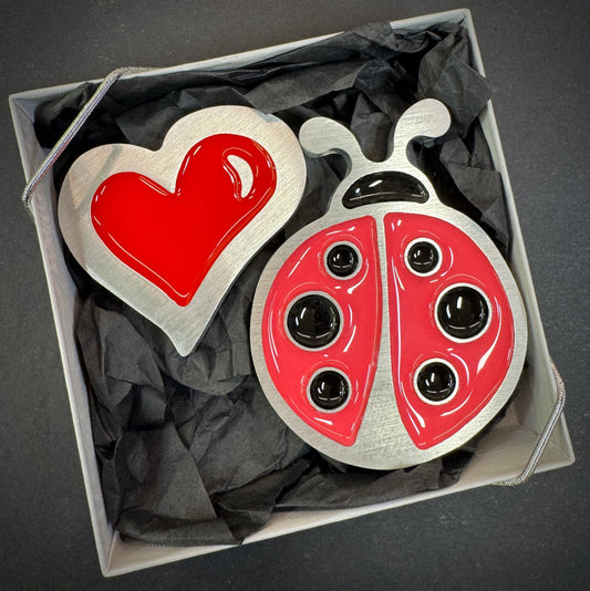heart - pink lady bug