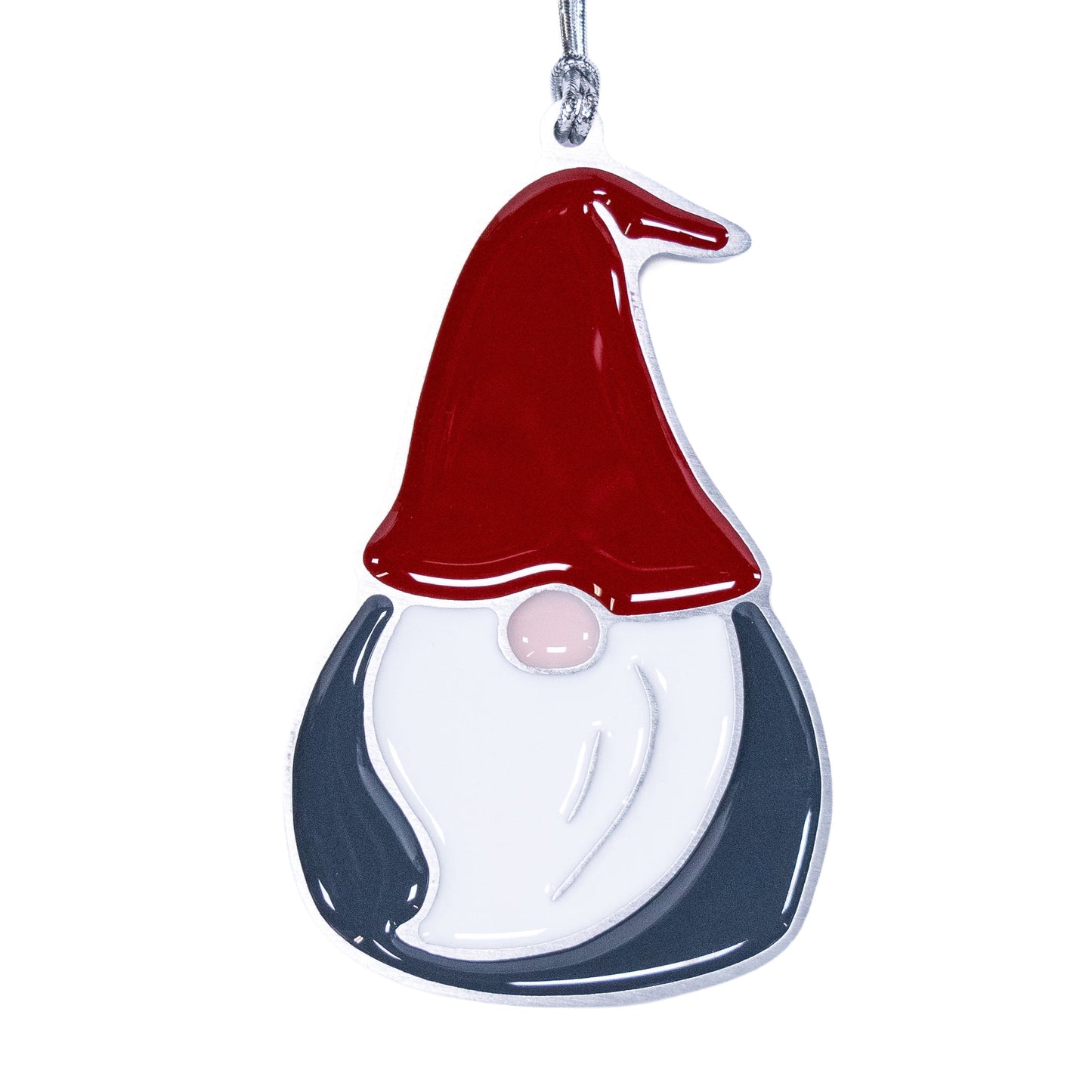 Gnome Christmas Ornament Red Grey