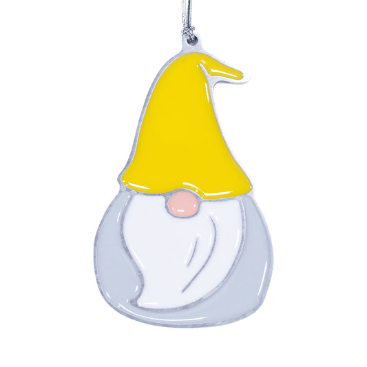 Gnome Christmas Ornament Yellow Grey