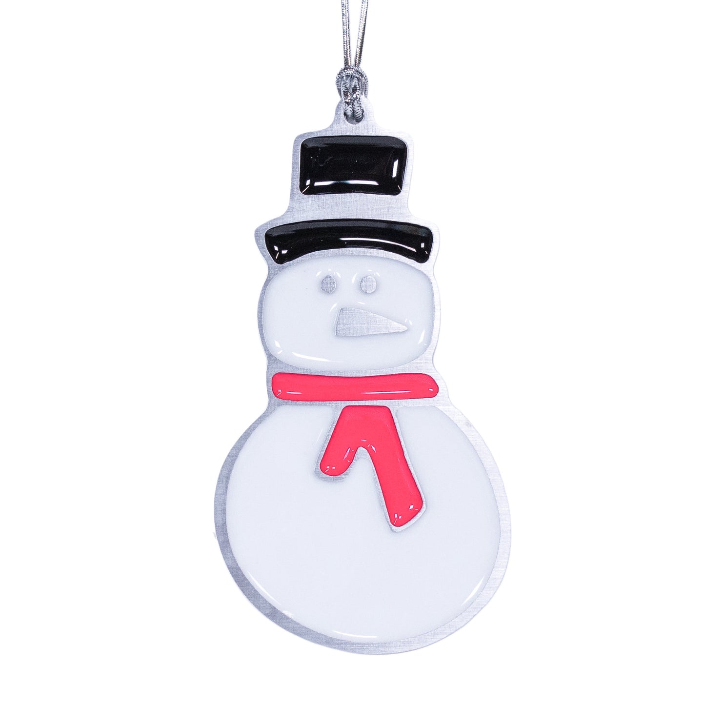 Snowman Christmas Ornament Pink Scarf