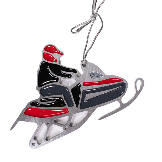 Snowmobile Ornament Red