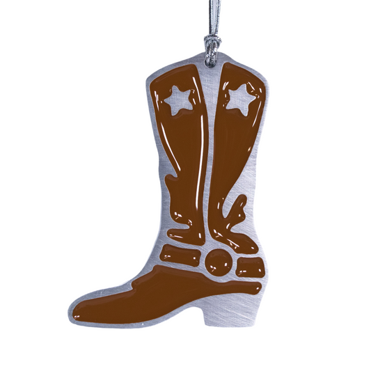 Cowboy Boot Christmas Ornament Brown