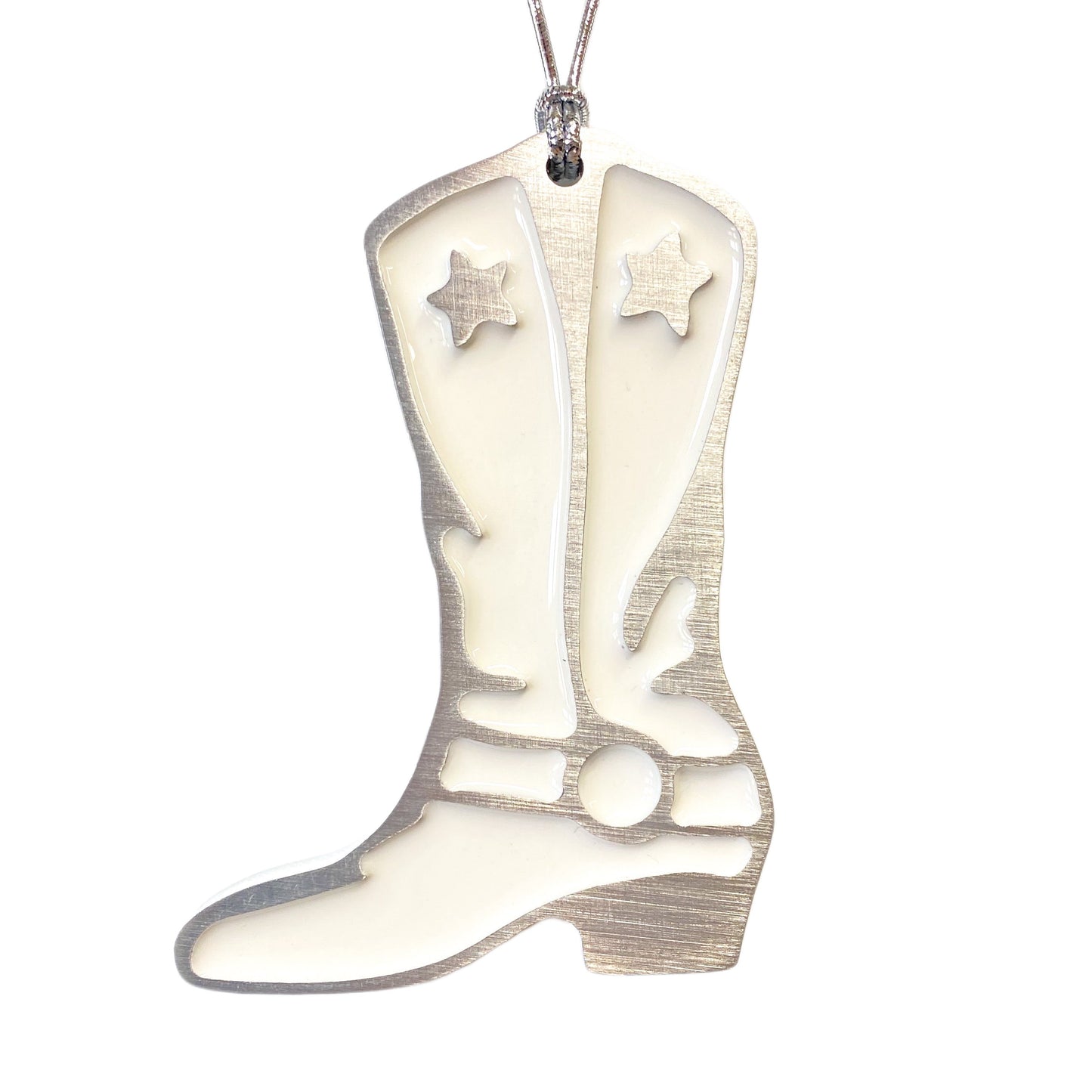 Cowboy Boot Christmas Ornament White