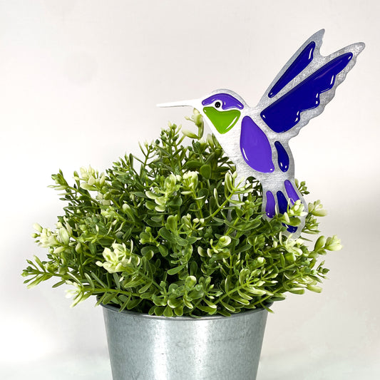 Hummingbird Planter Poke Blue
