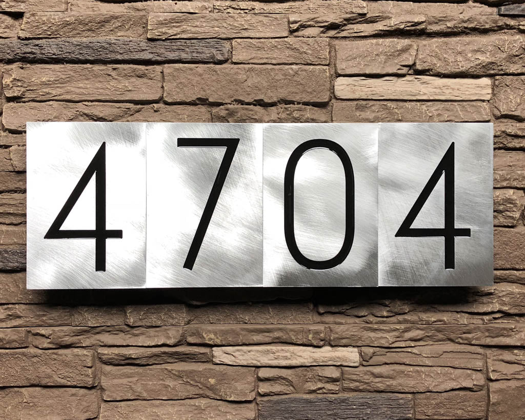 Mid Century Modern House Numbers in Brushed Aluminum