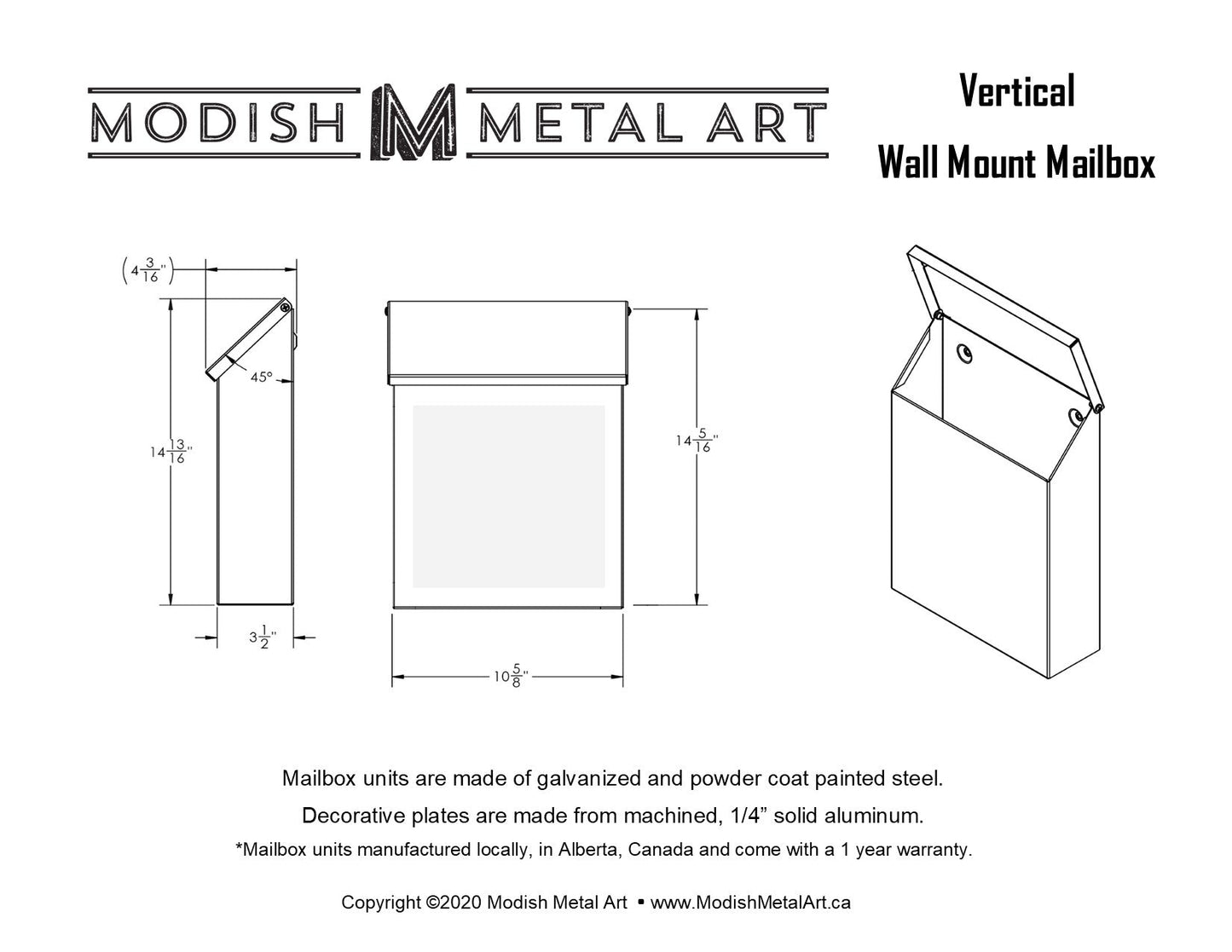 Mushroom Wall Mount Mailbox - Vertical