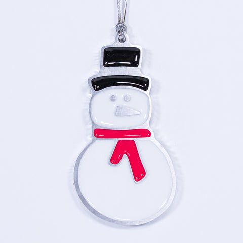 Snowman Christmas Ornament Pink Scarf
