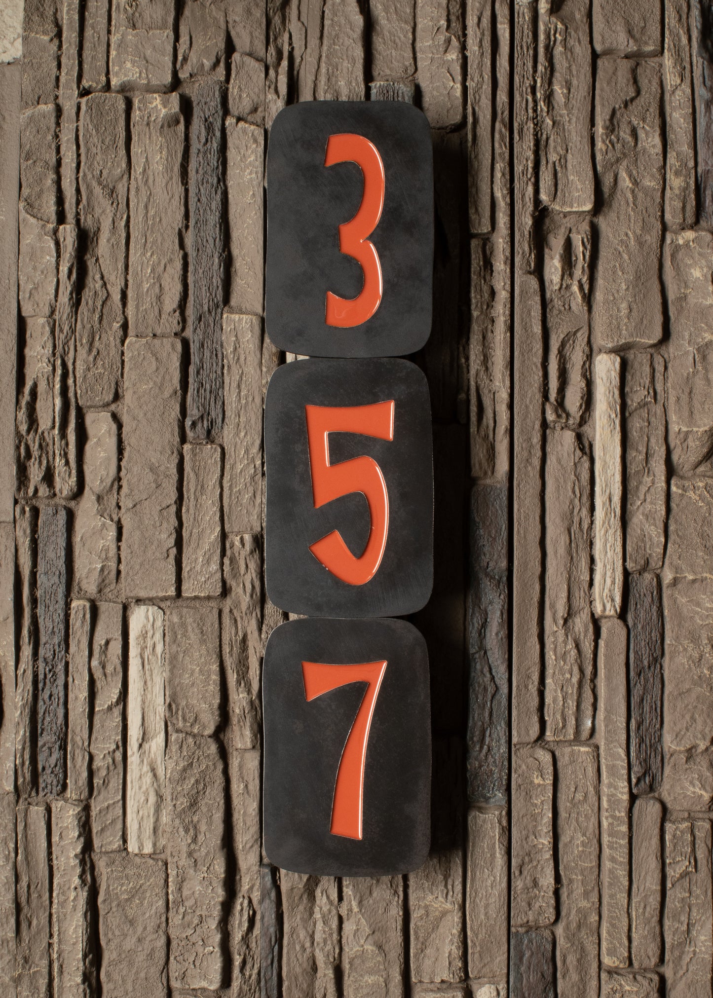 Retro House Numbers in Patina Finish