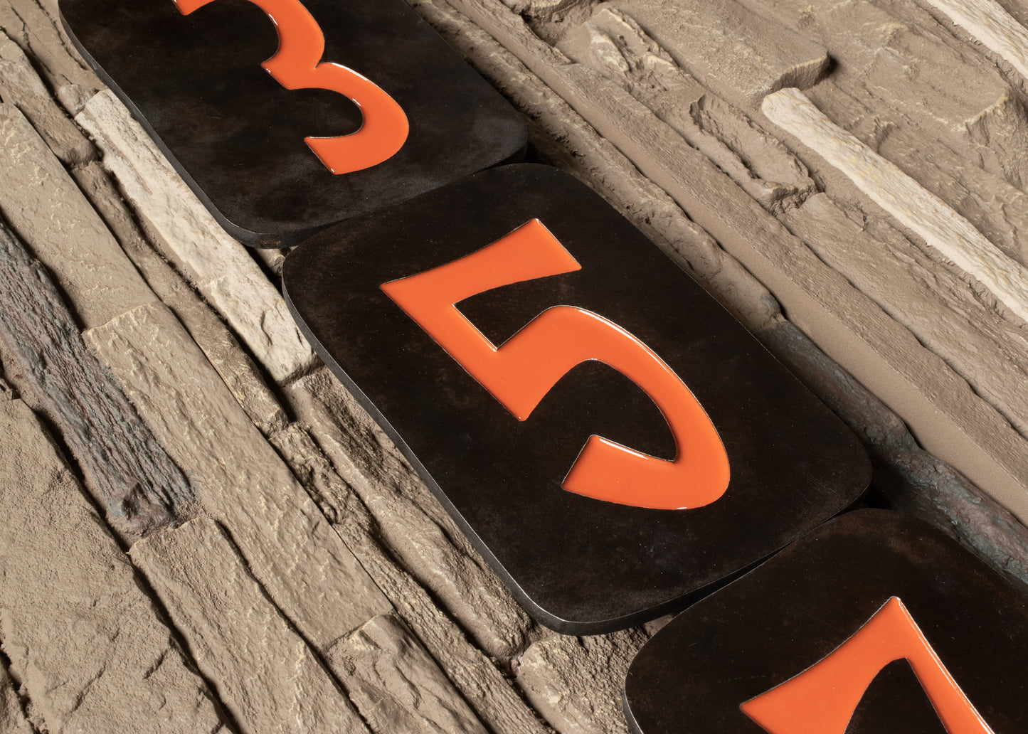 Retro House Numbers in Patina Finish