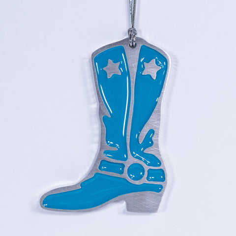 Cowboy Boot Christmas Ornament Blue