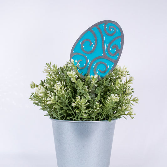 Easter Egg Planter Poke Blue Swirl