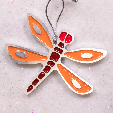 Dragonfly Christmas Ornament Red