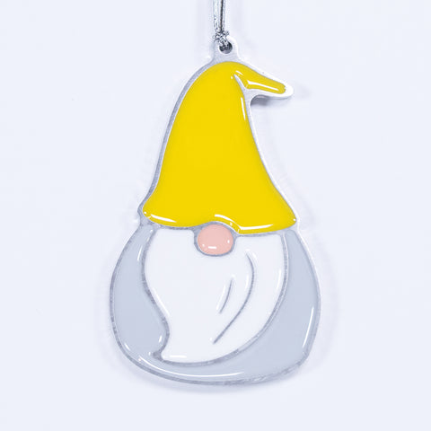 Gnome Christmas Ornament Yellow Grey