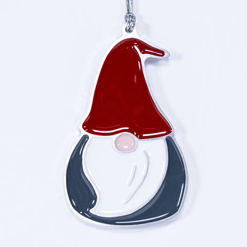 Gnome Christmas Ornament Red Grey