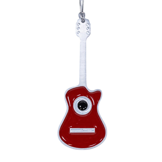 Guitar Christmas Ornament Acoustic Dark Red