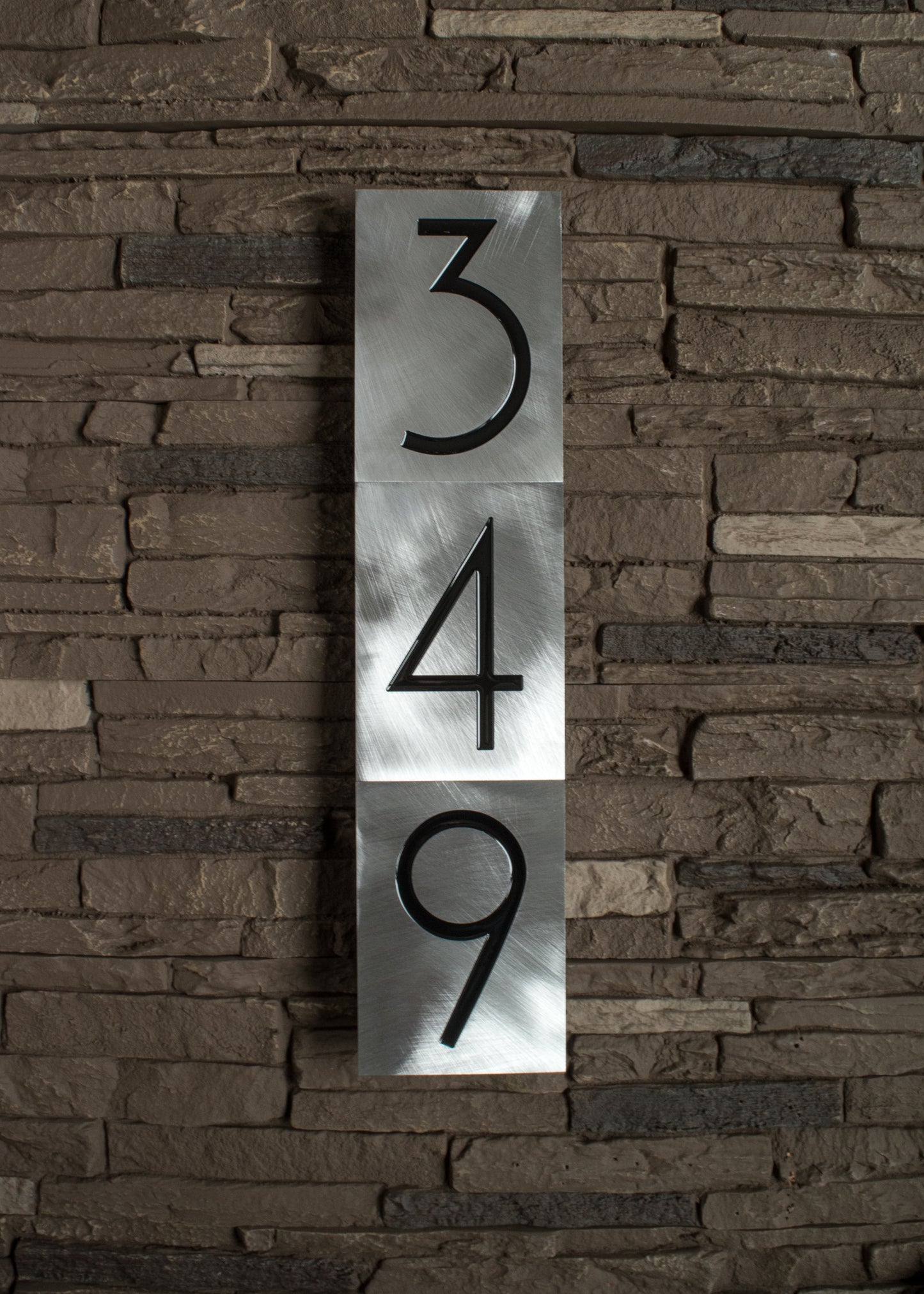 Mid Century Modern House Numbers in Brushed Aluminum