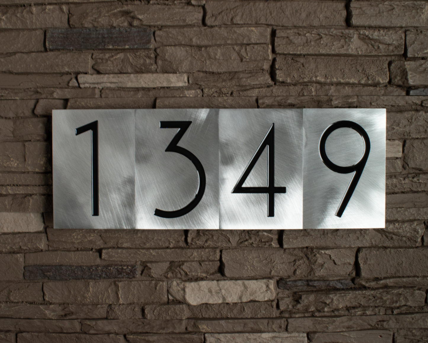 Mid Century Modern House Numbers in Brushed Aluminum