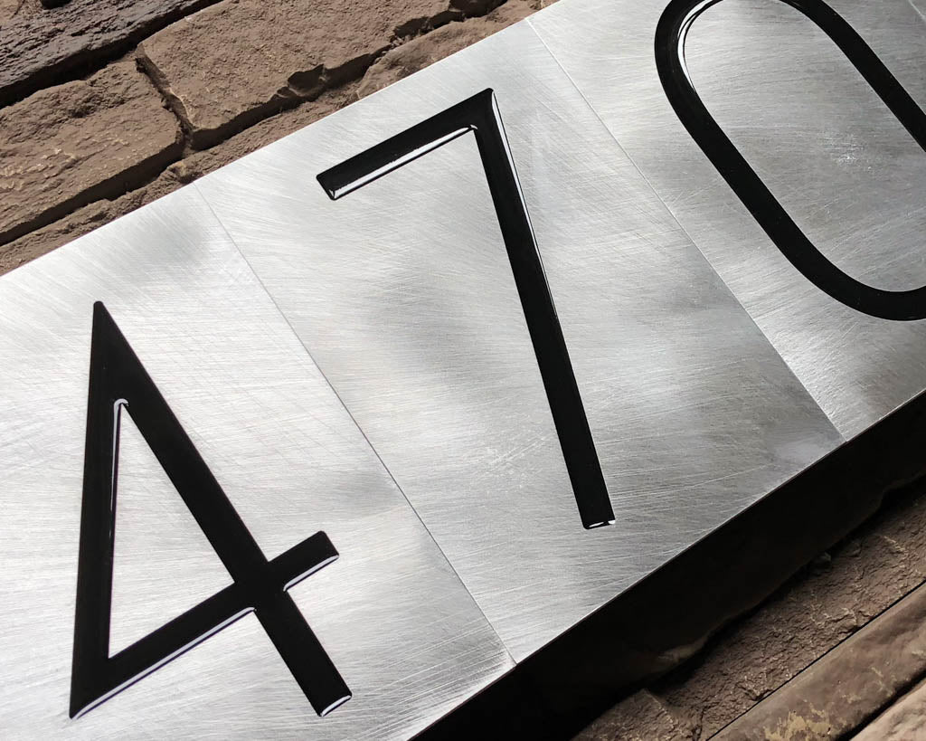 Mid Century Modern House Numbers in Brushed Aluminum