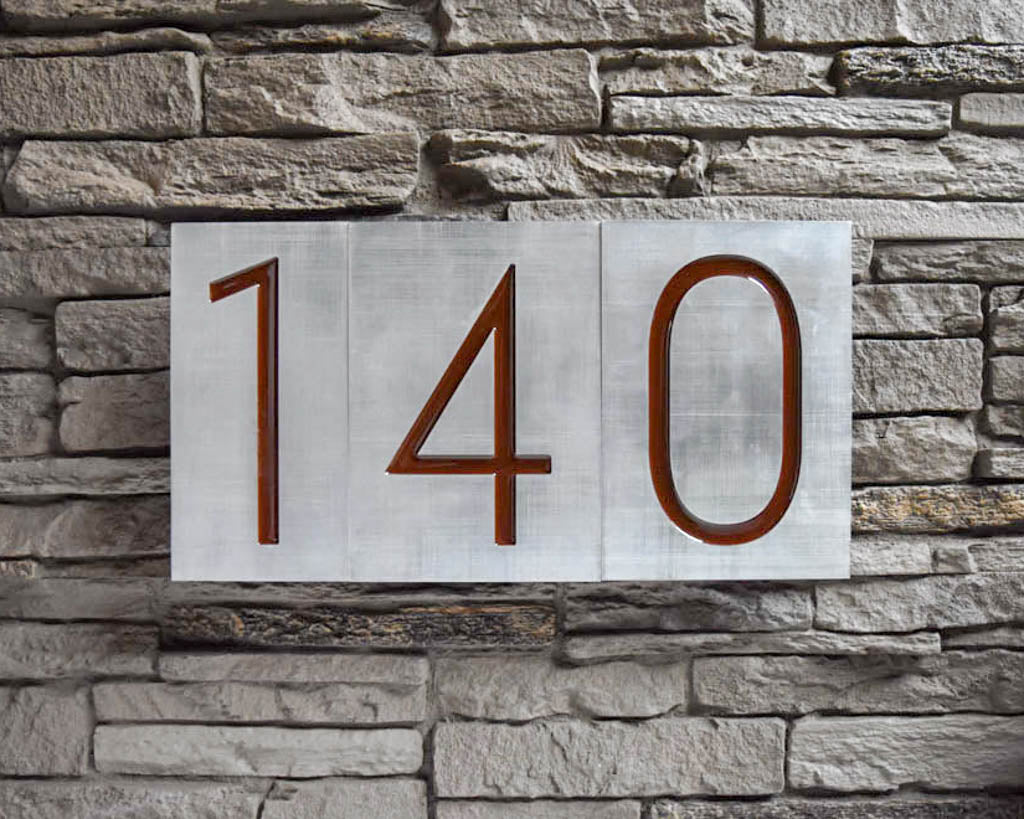 Mid Century Modern House Numbers in Brushed Aluminum