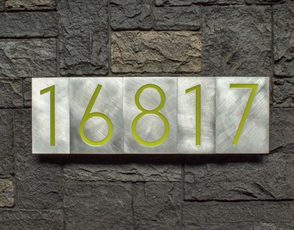 Mid Century Modern House Numbers in Brushed Aluminum