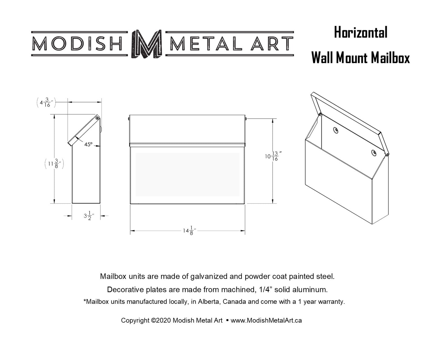 Sunflower Wall Mount Mailbox - Horizontal