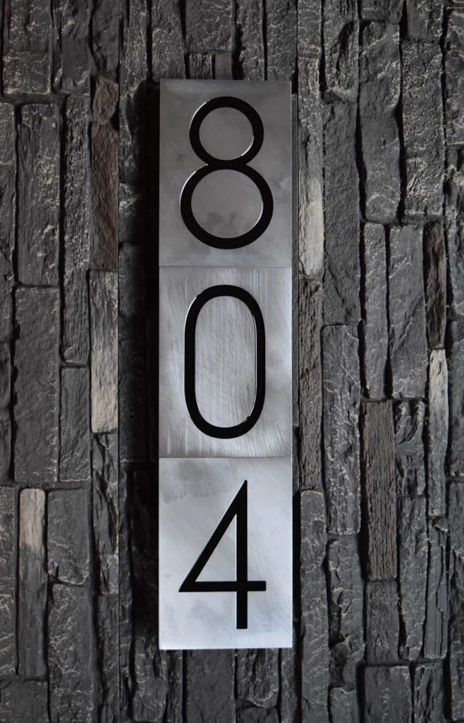 Mid Century Modern House Numbers in Brushed Aluminum