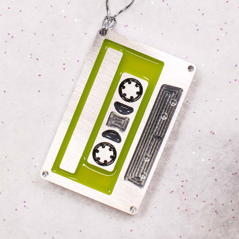 Cassette Tape Christmas Ornament Green